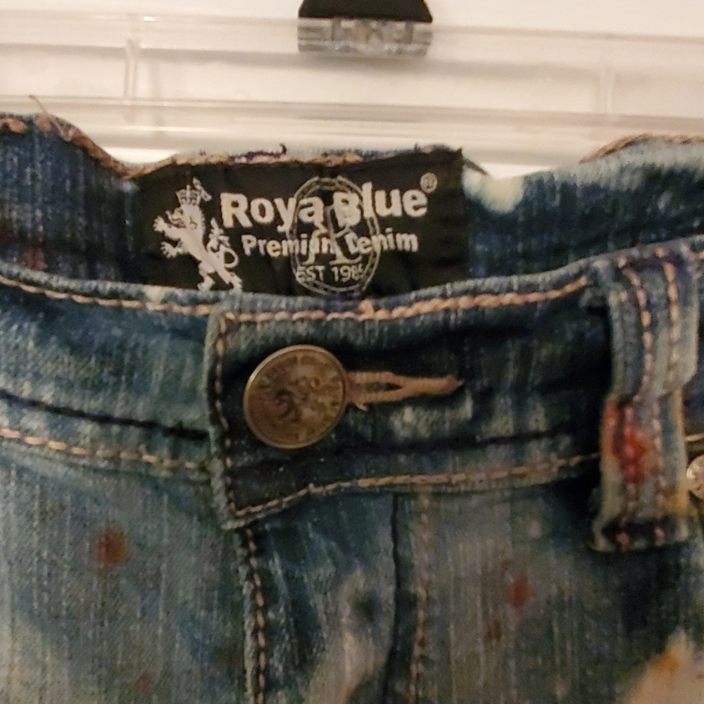 Royal blue Mens splatter shorts - Picture 2 of 2